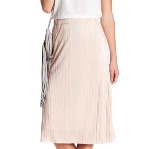 Harlowe & Graham Midi Metallic Pink Pleated Elasticized Waist Skirt Size Medium